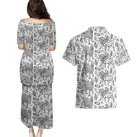 Iraq Ancient Mesopotamian Lamassu Couples Matching Puletasi and Hawaiian Shirt with Mythical Motif Design - Wonder Print Shop