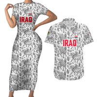 Iraq Ancient Mesopotamian Lamassu Couples Matching Short Sleeve Bodycon Dress and Hawaiian Shirt with Mythical Motif Design - Wonder Print Shop