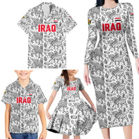 Iraq Ancient Mesopotamian Lamassu Family Matching Long Sleeve Bodycon Dress and Hawaiian Shirt with Mythical Motif Design - Wonder Print Shop