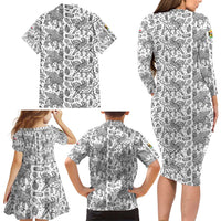 Iraq Ancient Mesopotamian Lamassu Family Matching Long Sleeve Bodycon Dress and Hawaiian Shirt with Mythical Motif Design - Wonder Print Shop