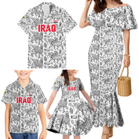 Iraq Ancient Mesopotamian Lamassu Family Matching Mermaid Dress and Hawaiian Shirt with Mythical Motif Design - Wonder Print Shop