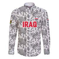 Iraq Ancient Mesopotamian Lamassu Family Matching Off The Shoulder Long Sleeve Dress and Hawaiian Shirt with Mythical Motif Design - Wonder Print Shop
