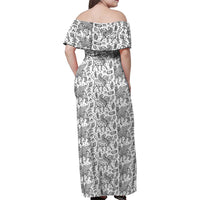 Iraq Ancient Mesopotamian Lamassu Family Matching Off Shoulder Maxi Dress and Hawaiian Shirt with Mythical Motif Design - Wonder Print Shop