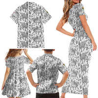 Iraq Ancient Mesopotamian Lamassu Family Matching Short Sleeve Bodycon Dress and Hawaiian Shirt with Mythical Motif Design - Wonder Print Shop