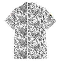 Iraq Ancient Mesopotamian Lamassu Family Matching Short Sleeve Bodycon Dress and Hawaiian Shirt with Mythical Motif Design - Wonder Print Shop
