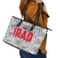 Iraq Ancient Mesopotamian Lamassu Leather Tote Bag with Mythical Motif Design - Wonder Print Shop