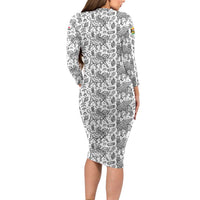 Iraq Ancient Mesopotamian Lamassu Long Sleeve Bodycon Dress with Mythical Motif Design - Wonder Print Shop