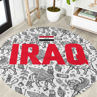 Iraq Ancient Mesopotamian Lamassu Round Carpet with Mythical Motif Design - Wonder Print Shop
