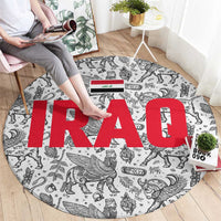 Iraq Ancient Mesopotamian Lamassu Round Carpet with Mythical Motif Design - Wonder Print Shop