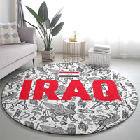 Iraq Ancient Mesopotamian Lamassu Round Carpet with Mythical Motif Design - Wonder Print Shop