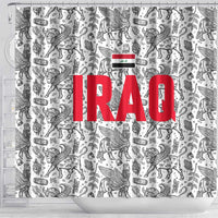 Iraq Ancient Mesopotamian Lamassu Shower Curtain with Mythical Motif Design - Wonder Print Shop