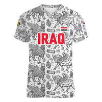 Iraq Ancient Mesopotamian Lamassu Women V-Neck T-Shirt with Mythical Motif Design - Wonder Print Shop