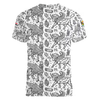 Iraq Ancient Mesopotamian Lamassu Women V-Neck T-Shirt with Mythical Motif Design - Wonder Print Shop