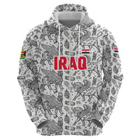 Iraq Ancient Mesopotamian Lamassu Zip Hoodie with Mythical Motif Design - Wonder Print Shop