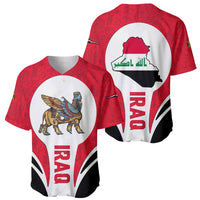 Iraq Baseball Jersey with Lamassu Mythical Creature and National Map Design - Wonder Print Shop