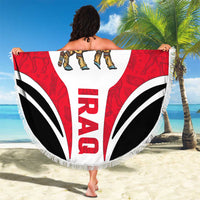 Iraq Beach Blanket with Lamassu Mythical Creature and National Map Design - Wonder Print Shop