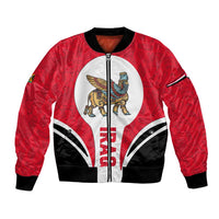 Iraq Bomber Jacket with Lamassu Mythical Creature and National Map Design - Wonder Print Shop