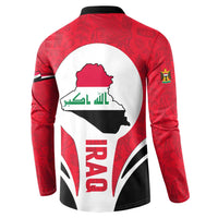 Iraq Button Sweatshirt with Lamassu Mythical Creature and National Map Design - Wonder Print Shop