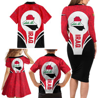 Iraq Family Matching Long Sleeve Bodycon Dress and Hawaiian Shirt with Lamassu Mythical Creature and National Map Design - Wonder Print Shop