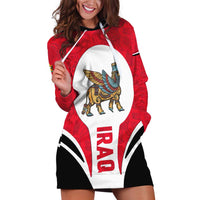 Iraq Hoodie Dress with Lamassu Mythical Creature and National Map Design - Wonder Print Shop