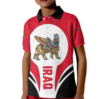 Iraq Kid Polo Shirt with Lamassu Mythical Creature and National Map Design - Wonder Print Shop