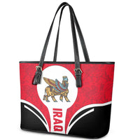 Iraq Leather Tote Bag with Lamassu Mythical Creature and National Map Design - Wonder Print Shop