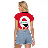 Iraq Raglan Cropped T Shirt with Lamassu Mythical Creature and National Map Design - Wonder Print Shop