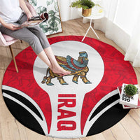 Iraq Round Carpet with Lamassu Mythical Creature and National Map Design - Wonder Print Shop