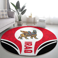 Iraq Round Carpet with Lamassu Mythical Creature and National Map Design - Wonder Print Shop