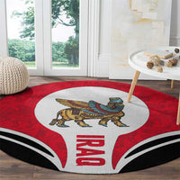 Iraq Round Carpet with Lamassu Mythical Creature and National Map Design - Wonder Print Shop