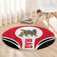 Iraq Round Carpet with Lamassu Mythical Creature and National Map Design - Wonder Print Shop
