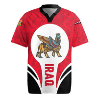 Iraq Rugby Jersey with Lamassu Mythical Creature and National Map Design - Wonder Print Shop