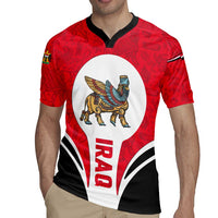 Iraq Rugby Jersey with Lamassu Mythical Creature and National Map Design - Wonder Print Shop