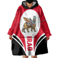 Iraq Wearable Blanket Hoodie with Lamassu Mythical Creature and National Map Design - Wonder Print Shop