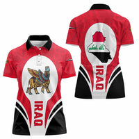 Iraq Women Polo Shirt with Lamassu Mythical Creature and National Map Design - Wonder Print Shop