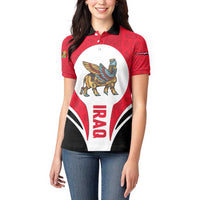 Iraq Women Polo Shirt with Lamassu Mythical Creature and National Map Design - Wonder Print Shop
