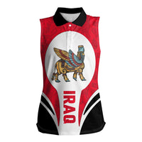 Iraq Women Sleeveless Polo Shirt with Lamassu Mythical Creature and National Map Design - Wonder Print Shop