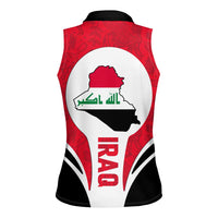 Iraq Women Sleeveless Polo Shirt with Lamassu Mythical Creature and National Map Design - Wonder Print Shop