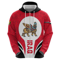 Iraq Zip Hoodie with Lamassu Mythical Creature and National Map Design - Wonder Print Shop