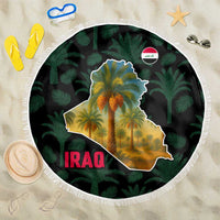 Iraq Beach Blanket with Palm Tree Landscape and Map Silhouette Design - Wonder Print Shop
