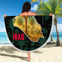 Iraq Beach Blanket with Palm Tree Landscape and Map Silhouette Design - Wonder Print Shop