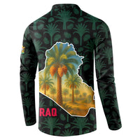 Iraq Button Sweatshirt with Palm Tree Landscape and Map Silhouette Design - Wonder Print Shop