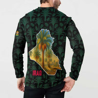 Iraq Button Sweatshirt with Palm Tree Landscape and Map Silhouette Design - Wonder Print Shop