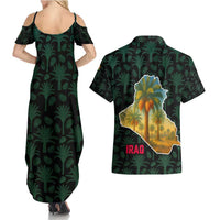 Iraq Couples Matching Summer Maxi Dress and Hawaiian Shirt with Palm Tree Landscape and Map Silhouette Design - Wonder Print Shop