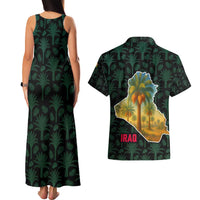 Iraq Couples Matching Tank Maxi Dress and Hawaiian Shirt with Palm Tree Landscape and Map Silhouette Design - Wonder Print Shop