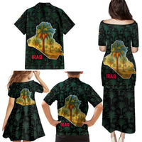 Iraq Family Matching Puletasi and Hawaiian Shirt with Palm Tree Landscape and Map Silhouette Design - Wonder Print Shop
