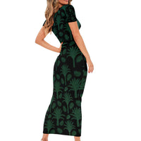 Iraq Family Matching Short Sleeve Bodycon Dress and Hawaiian Shirt with Palm Tree Landscape and Map Silhouette Design - Wonder Print Shop