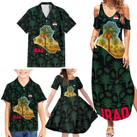 Iraq Family Matching Summer Maxi Dress and Hawaiian Shirt with Palm Tree Landscape and Map Silhouette Design - Wonder Print Shop