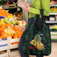 Iraq Grocery Bag with Palm Tree Landscape and Map Silhouette Design - Wonder Print Shop