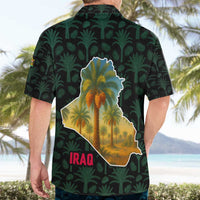 Iraq Hawaiian Shirt with Palm Tree Landscape and Map Silhouette Design - Wonder Print Shop